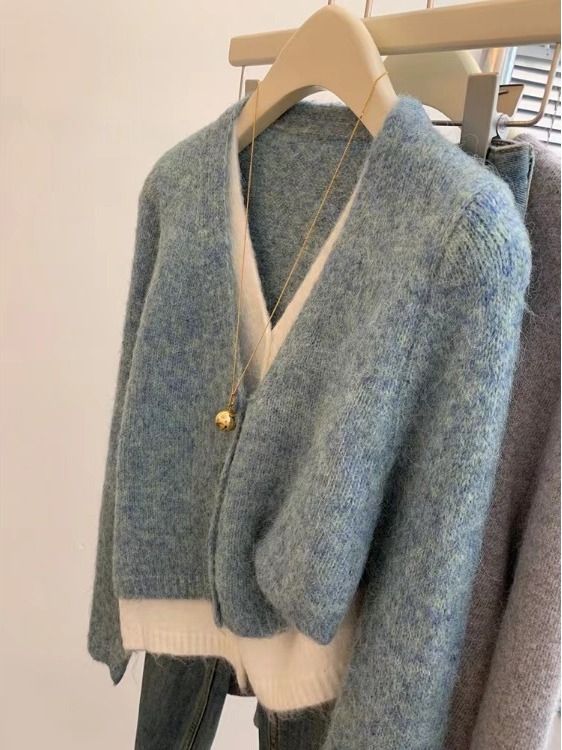 Resin Vat - Luźny sweter w koreańskim stylu, dzianinowy,