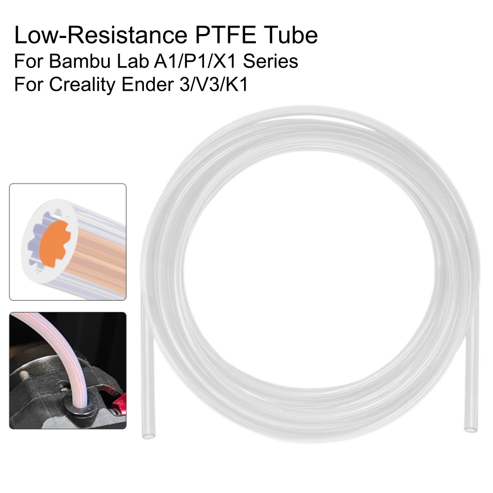 Bowden Tube - Rurka PTFE w kształcie gwiazdy, biała/przezroczysta,