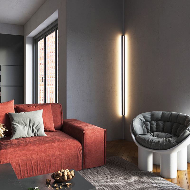Glass Bed - Nordycka Minimalizmowa Lampa Ścienna Narożna Długa